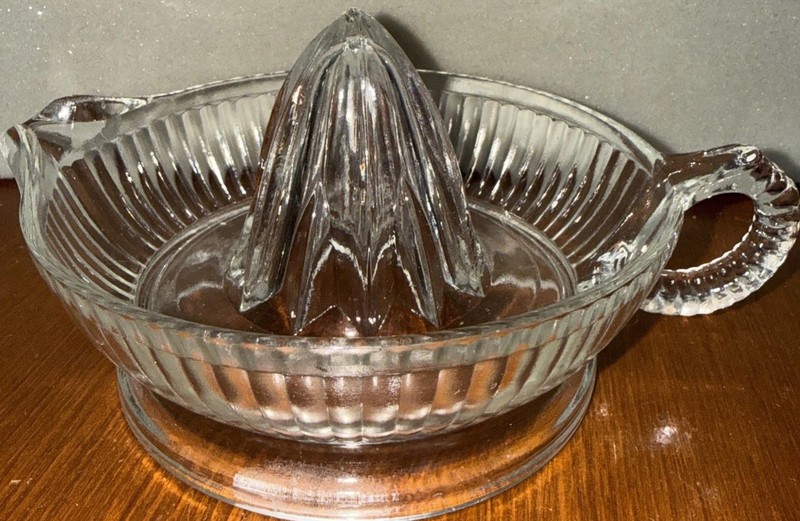 Vintage Glass Citrus Juicer Handle Clear With Handle And Spout Retro