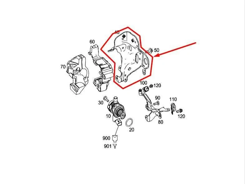 Cubierta protectora de bomba de combustible de alta presión Mercedes-Benz E350 Sport 4Matic 2012-16 Foto 2 de 4