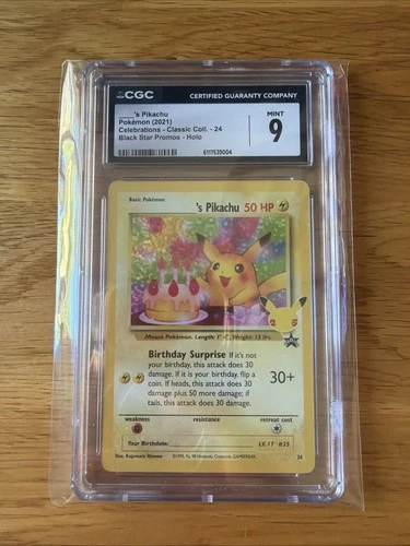 2021 Pokémon Celebrations Birthday Pikachu Black Star Promo CGC 9