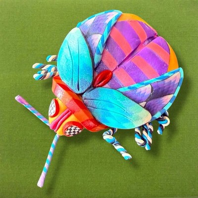 Bug Brooch Handmade Artisan Polymer Clay Pin Signed  Karyn Kozak Tampa