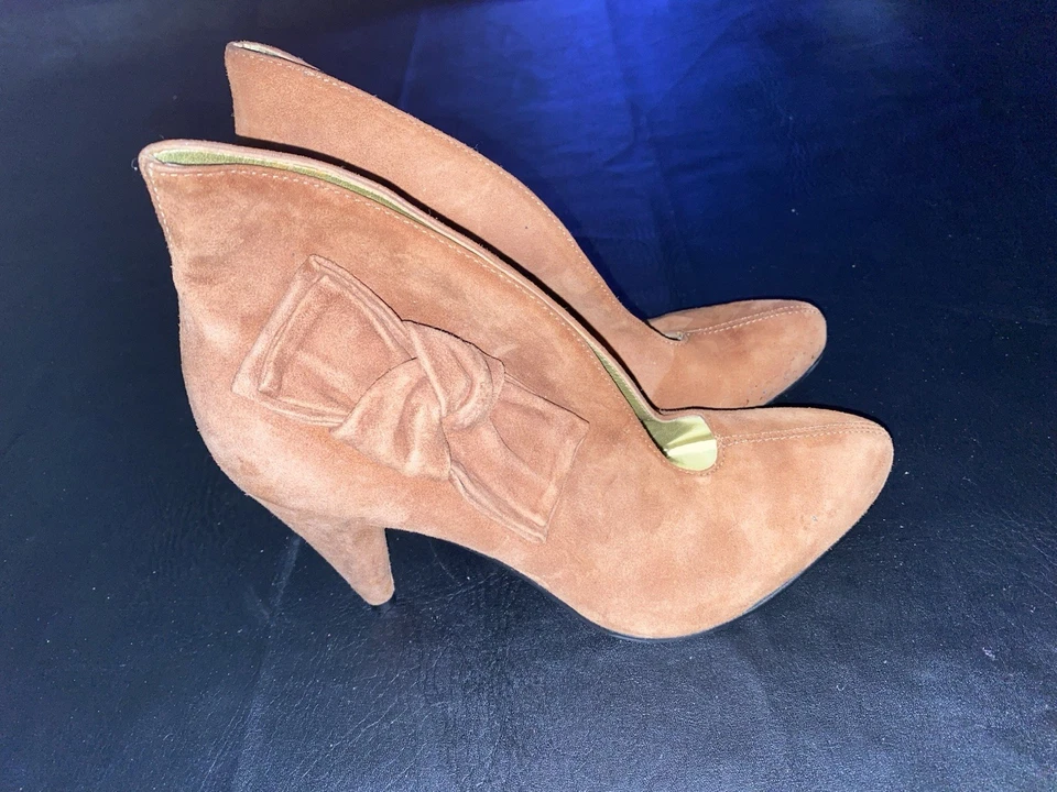 Gamuza Marrón Luichiny Tacón Alto Talla 8M Marrón Hecho en Brasil De Colección Foto 4 de 4