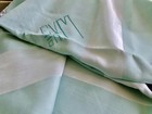 French 40s Art Deco Seafoam Rayon Silver Band Banquet Tablecloth 12 Npk Mono EVM — photo 5