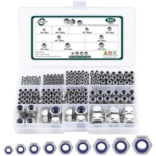 530 PCS M2-M12 Metric Nylon Insert Lock Nut Assortment Kit Stainless Steel