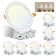 6 Pack 6 Inch 5CCT LED Recessed Ceiling Dimmable Panel Light with Junction Box