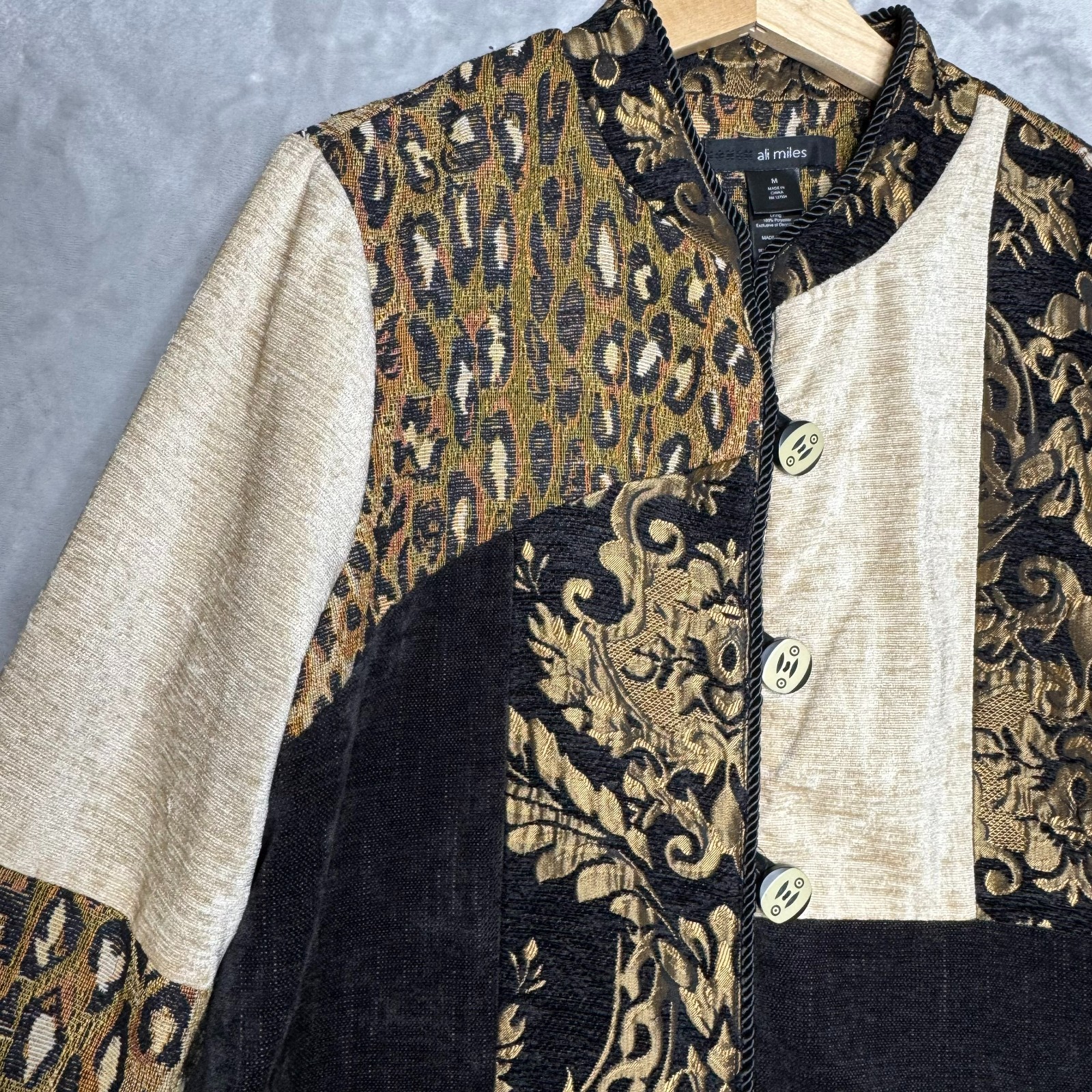 Ali Miles Jacket Womens Medium Patchwork Tapestry… - image 2