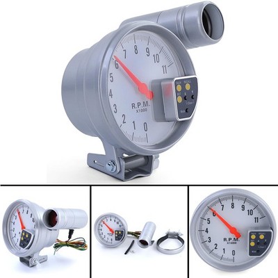 5 Zoll Performance Drehzahlmesser Silber Matt mit Shift Light und Halterung
