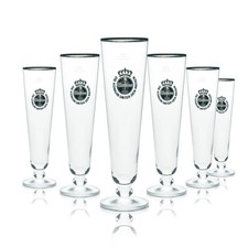 6x Warsteiner Bier Glas 0,4l Pokal Tulpe Goldrand Gläser Gastro Bar Pils Beer