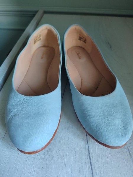 Women Clarks Heels Blue Leather 38 #7BZD