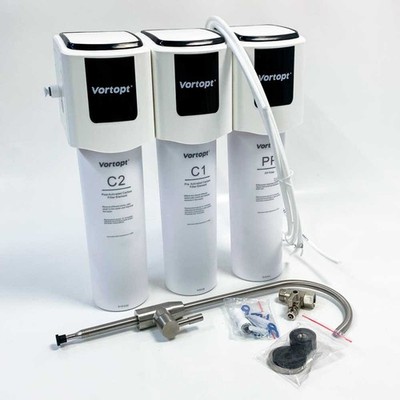 Vortopt Untertisch-Wasserreiniger, 3-stufiger Wasserreiniger mit Wasserhahn, 
