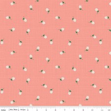 Fat Quarter Riley Blake "Stay Wild" Grid Flowers Coral Quilt Cotton
