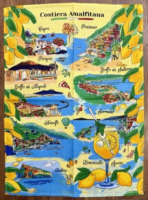 Tea Towel Of Italy Amalfi Coast   100% Pure Cotton 23   X 35  