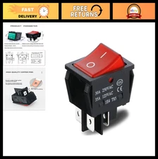 Heavy Duty 30A 250VAC Rocker Switch DPST 4 Pin Red Lighted Toggle Switch 4-Pack