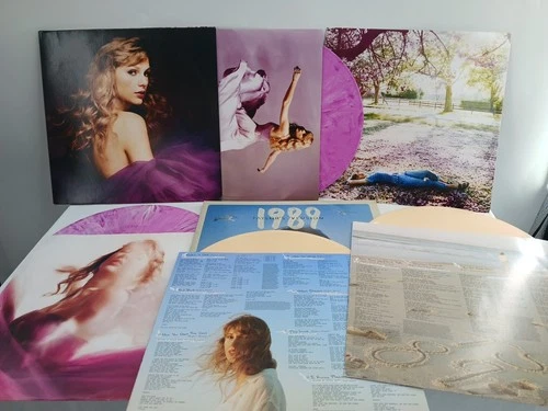 Lot of 2 - Taylor Swift 5 Purple & Almond Color Vinyl Records 1989 And Speak Now