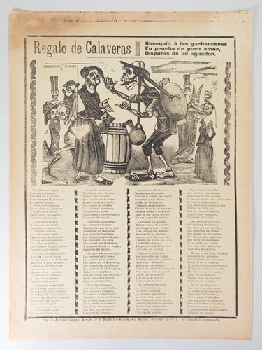 Antique c.1911 José Guadalupe Posada Regalo de Calaveras Mexican Print