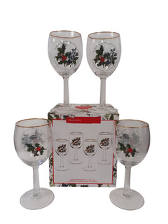 PORTMEIRION The Holly And The Ivy Wine Glasses Set Of 4 Collectables Preloved