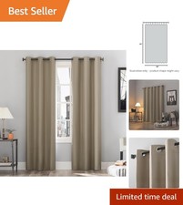Stone Beige Thermal Blackout Grommet Curtain - 100 Light Blocking, 63"L x 40"W