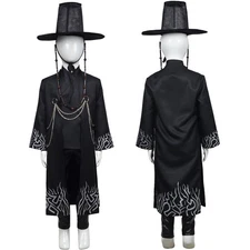 Kids Idol Jinu The Saja Boys Cosplay Costume Jinu Black stage suit+Hat fullset