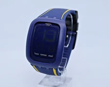 NEW  Swatch Touch WEE HOURS Blue Yellow Silicone Digital Unisex Watch SURN106