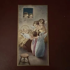 Vintage Catholic Holy Card - Christmas Night - Nativity Imagery