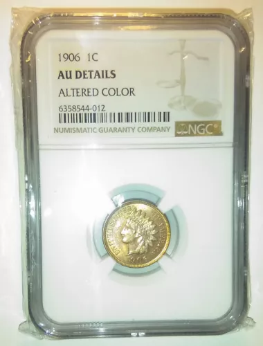 1906 Indian Head Cent NGC - AU Details 4 Diamonds 