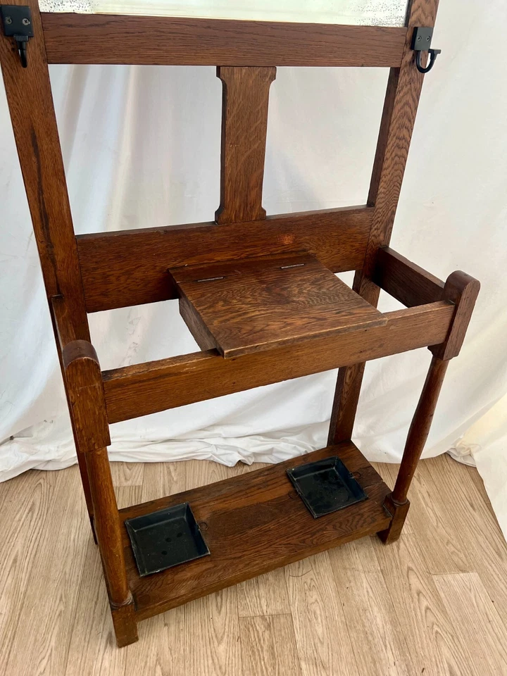 Antiguo paraguas de árbol de artes y manualidades soporte para sombrero biselado espejo sartenes Foto 4 de 4