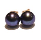 14k yellow gold round black pearl stud earrings 1.7g butterfly backs vintage — photo 2