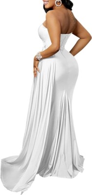 Cutubly Women's White Wrap Front Sexy Cross Tie Maxi Dress 2XL | eBay