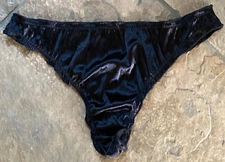 1223 Deep Black 7/L Ultra Soft Silky Second Skin SATIN Tanga Bikini Panty #SR2