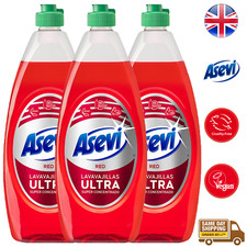 Asevi Concentrated Washing Up Liquid Kitchen Dish Grease Cleaner Red 650ml x3 6.36 per litre