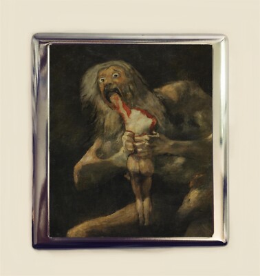 Goya Saturn Eating Son Cigarette Case Business Card ID Holder Wallet Goth Art