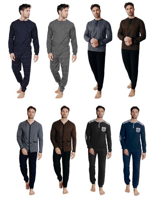 ALV BY ALVIERO MARTINI PIGIAMA DA UOMO LUNGO IN TESSUTO JACQUARD PUNTO MILANO