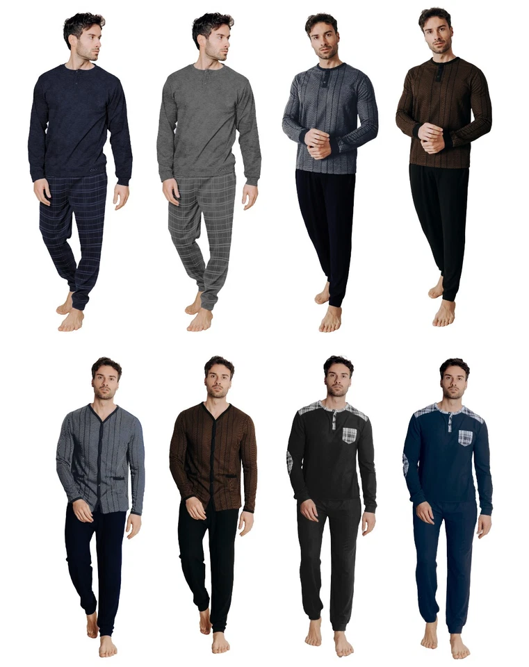 ALV BY ALVIERO MARTINI PIGIAMA DA UOMO LUNGO IN TESSUTO JACQUARD PUNTO MILANO