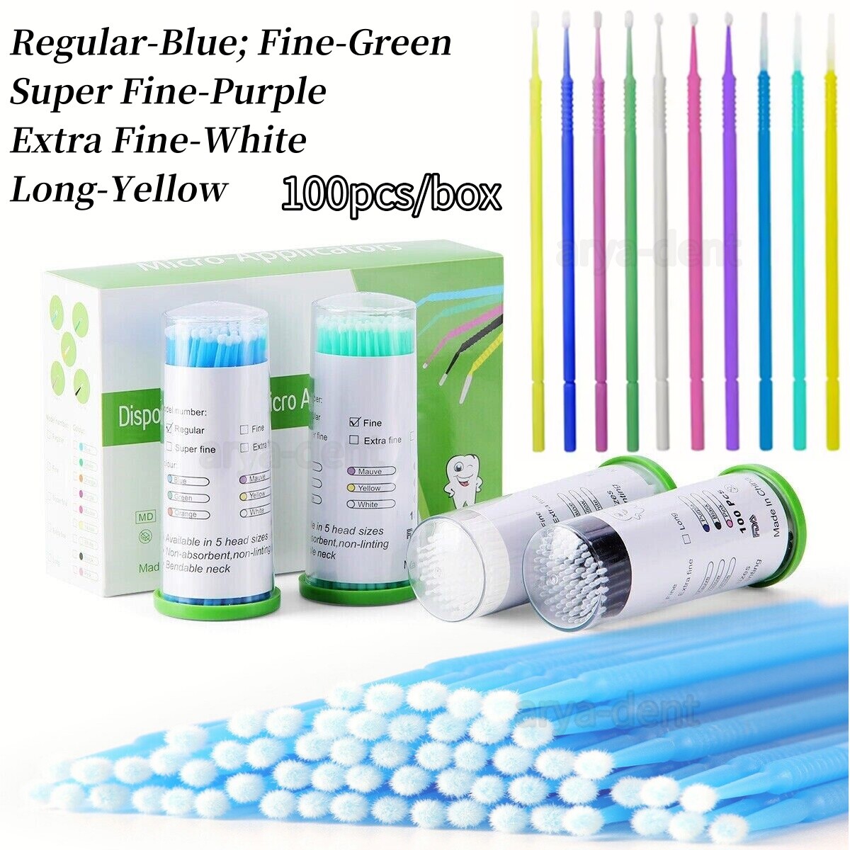 300 Brossettes Micro Applicatrices Courbables Pour Soins Dentaires (Gingivale) - Jetables