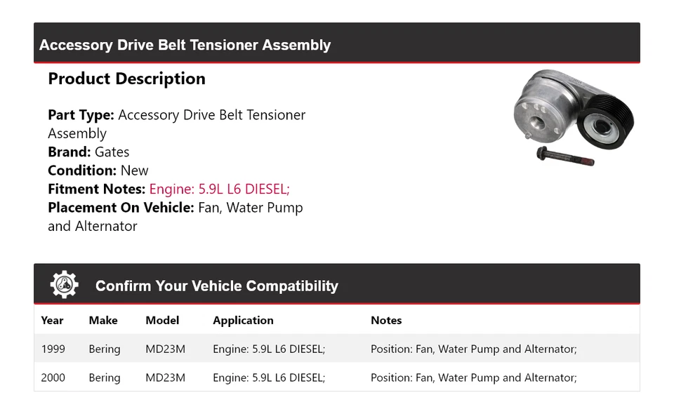Accesorio para puertas de montaje tensor de correa de transmisión Bering MD23M 1999-2000 Foto 2 de 4
