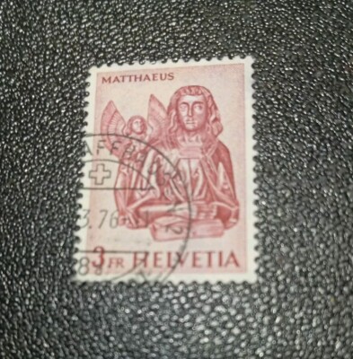 Swiss Stamp 1961 Apostle Matthew, Matthew Helvetia Red 3fr -1P1
