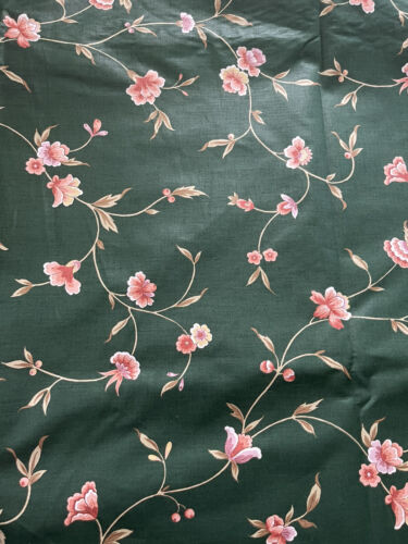 Waverly Vintage Screen Print “Charmant” Fabric Green Floral 54”x 6+yrd - Afbeelding 1 van 4
