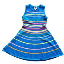 Girl  s Milly Minis NY Sleeveless Blue Striped Stretchy Dress Size 12