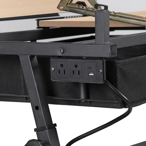 Adjustable Drafting Table and Stool Set with Outlet and Storage Drawers 3 Colors - Picture 7 of 26