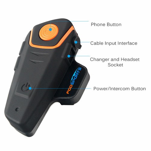 BT-S2 Motorcycle Helmet Bluetooth Intercom Headset Motorbike Interphone 2 Rider - Picture 10 of 13
