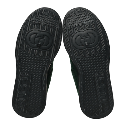 GUCCI ブラック オープントゥ ミュール❣️37 Authentic Men's Gucci Green Auckland Interlock GG Logo Furry Boots