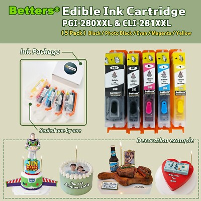 Betters® Edible Ink PGI-280XXL CLI-281XXL Refillable Cartridge for