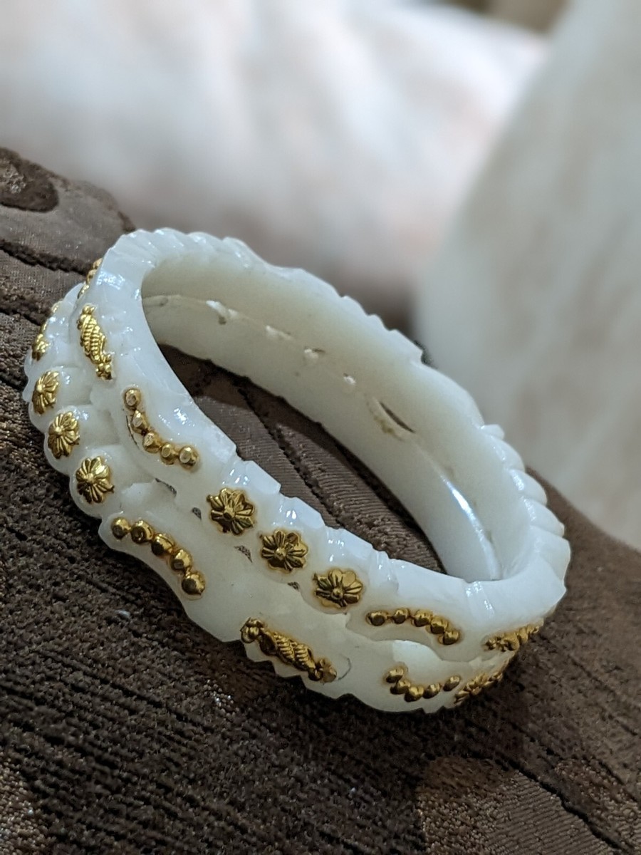 Bridal Women Sz 22K Goldplated Wedding white Sankha Indian