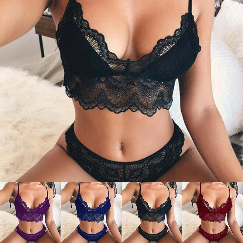 Lencería para mujeres Ropa de dormir Ropa interior Sexy Sujetador de encaje Bragas Conjunto Babydoll Prendas para dormir Foto 3 de 4