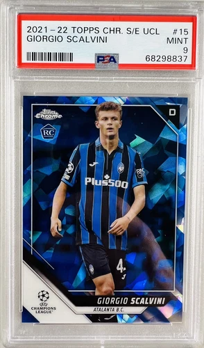 Giorgio Scalvini 2021-22 Topps Chrome UEFA Sapphire RC PSA 9 MINT Atalanta