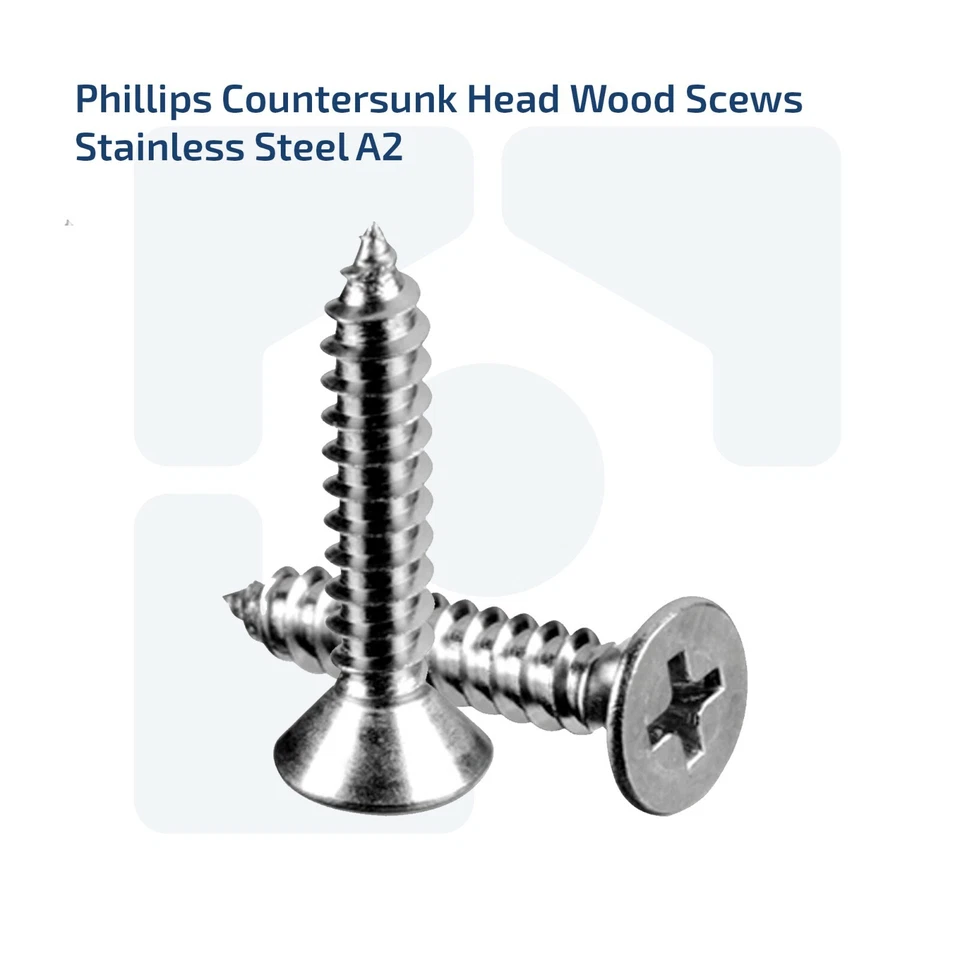 FIXINFASTENERS M3 M3.5 M4 M5 M6 FULLY THREADED PHILLIPS COUNTERSUNK WOOD STAINLESS STEEL SCREWS