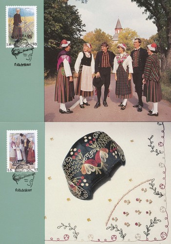Aland Finland 1993 Maxi Card nr 10-11 - Folk Dresses - Cap Shawl