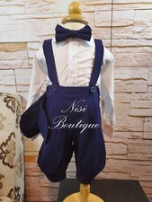 Baby Boy Christening Outfit, Blessing or Baptism Outfit, Color Navy with Cap