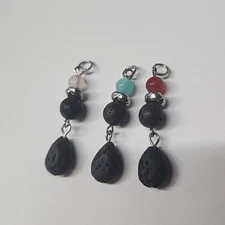 Lava Stone Charm Pendants for Necklace Essential Oil Natural Diffuser Calming