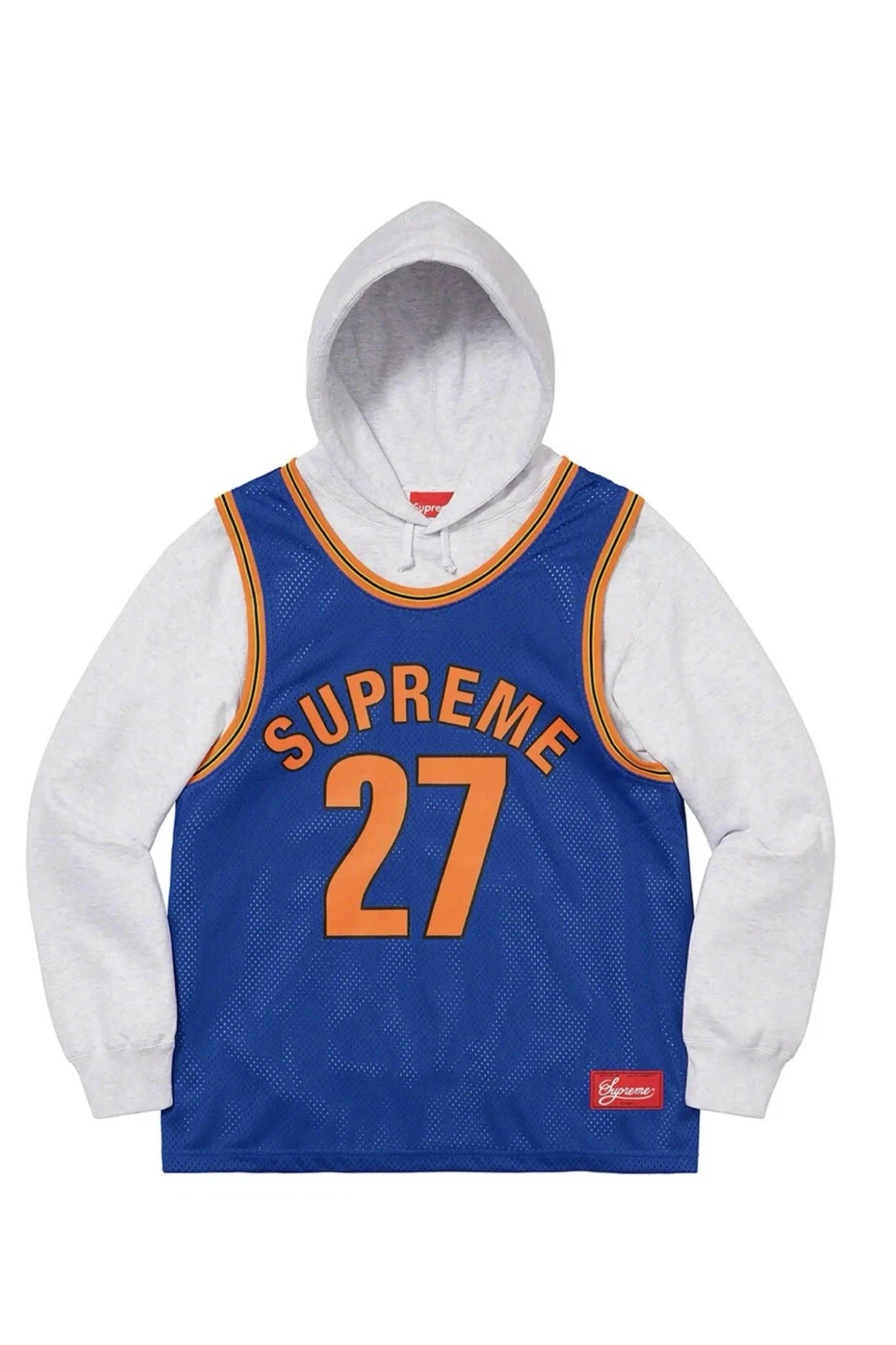 Pull de basket ball sweat à capuche gris cendres royal moyen SS21 Knicks