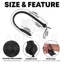 Cow Hide Leather Bull Whip 3 ft  16 Plaits Handmade Flogging Whip for Adults